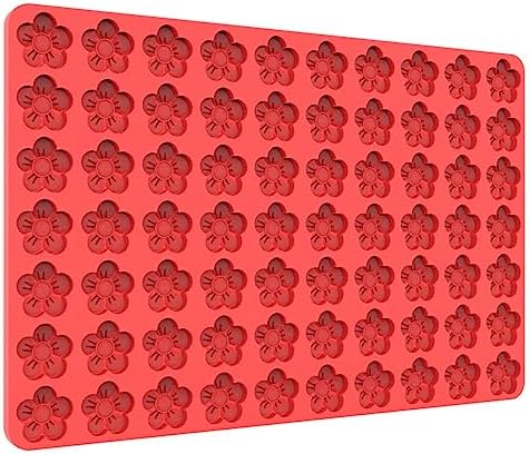 Small Flower Candy Molds Silicone Chocolate Gummy Molds, Blossom Silicone Fondant Cake Mold Mint Molds with Scraper (flower)