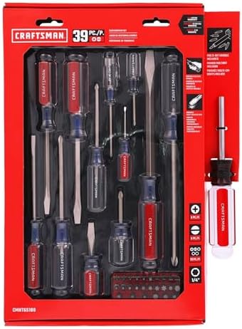 CRAFTSMAN Screwdriver Set, 39 Pc Durable Acetate Handle Master Combination Multi Screw Driver Set Kit (CMHT65180)