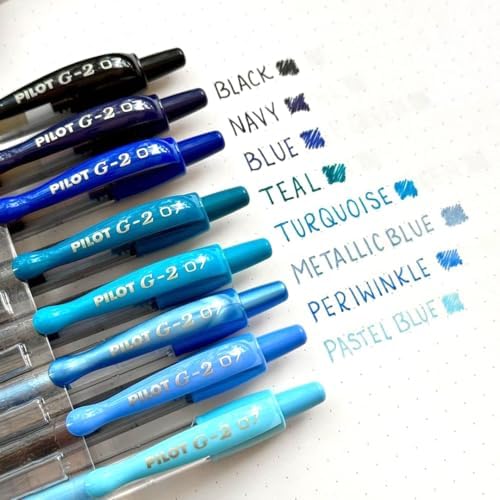 PILOT G2 Gel Roller Pens, G2 Boost Blue Pens Pack, 8 Pack Pouch, Assorted