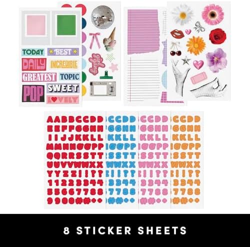 PAPERAGE Junk Journal & Scrapbook Kit, Hardcover Blank Journal Notebook, 20 Patterned Papers, 8 Sticker Sheets, 20 Die-Cut Shapes, 2 Washi Tapes & Tape Roller, Creative Journaling Supplies - Navy