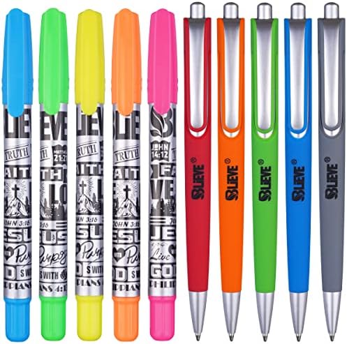 BLIEVE - Aesthetic Highlighters and Gel Pens With Soft Ink and Chisel Tip, Bible Highlighters and Pens No Bleed, Dry Fast Easy to Hold, for Bible Journaling Planner School Supplies (COLORFUL)