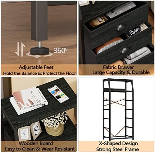 Furnulem Black Dresser for Bedroom, Fabric Dorm Tall Nightstand