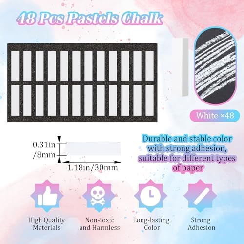 Watersay 48 Pcs Soft Chalk Pastels Set Soft Pastel for Artists Square Sketch Chalk Non-toxic Artist Pastel Sticks for Professional Artists Students and Art Lovers(White Color,30×8×8mm)