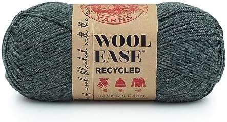 Lion Brand Yarn, Wool-Ease Recycled Crochet Yarn, Charcoal, Gray, 1 Pack
