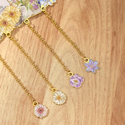 4 Pieces Metal Bookmark, Hollow Flower Book Mark for Book Lovers, Vintage Bookmarks for Reading Women, Men, Teacher, Students