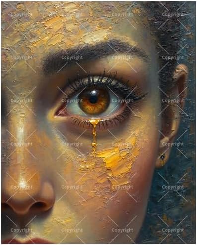 Portrait Paint by Numbers Kit for Adults - DIY Golden Tear Eye and pupils Painting on Canvas 16x20 Inches, Acrylic Paint Set,Suitable for Beginners,Emotional Art for Home Decoration or Gifts