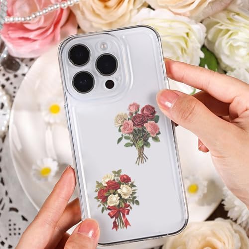 50Pcs Red Rose Scrapbook Stickers Aesthetic Flowers Stickers