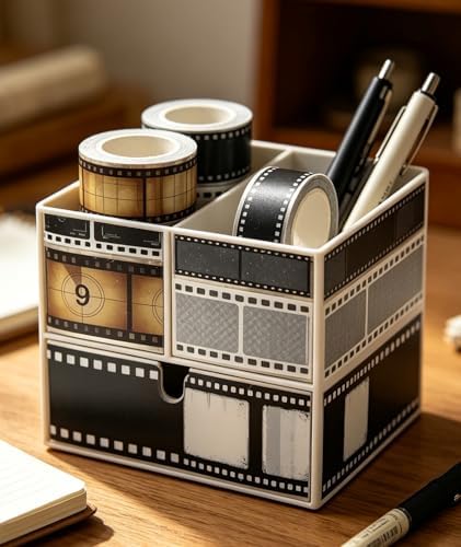 Vintage Photography Themed Washi Tape 10 Rolls - Retro Film Strip, Classic Camera & Photo Border Design for Scrapbooking, Memory Albums, Journaling, Photo Booth Decor