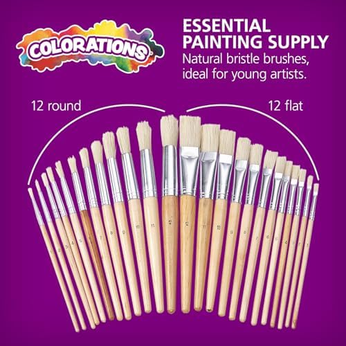 Colorations Easel Paint Brushes, Assorted Sizes, Set of 12