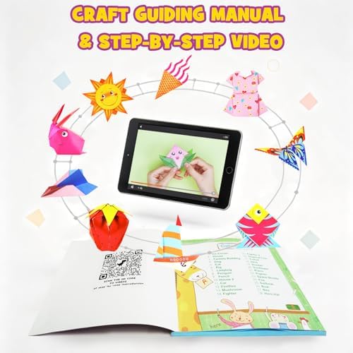 Pigipigi Kids 230 Pcs Origami Paper Kit,Arts and Crafts for Kids Ages 5-12 | Beginners Origami Kit,Step-by-Step Guiding Book, DIY Craft Birthday Gift for Boys Girls ages 5-12