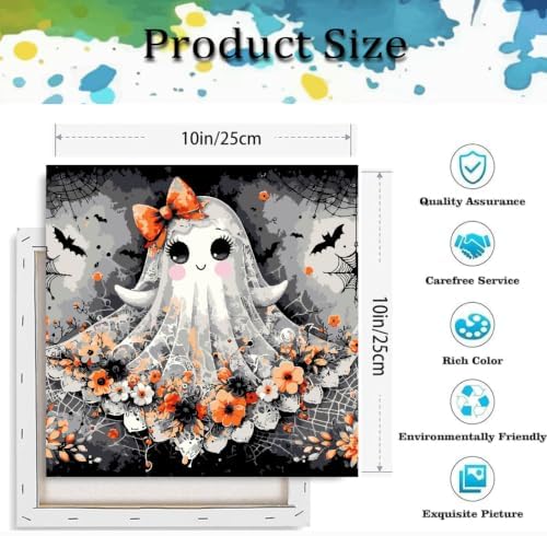 Ghost Paint by Numbers Kit for Adults Beginner with Framed 10x10 Inch