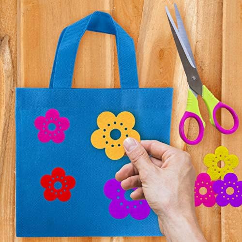 Super Z Outlet Assorted Colorful Solid Blank Fabric Tote Party Gift Bags Rainbow with Handles for Birthday Favors, Snacks, Decoration, Arts & Crafts, Event Supplies (12 Pack)(8" Inches)