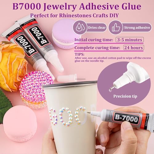 Resin Rhinestones for Crafting with 3Pcs 10ml B7000 Jewelry Glue, 1 Box Beige AB Flatback Gems Crystals Diamond for Bedazzling Crafts DIY Nail Art Makeup, Gems for Clothing Tumblers Shoes
