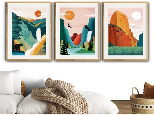 HOIYLDS 6 Packs Paint by Number for Adults Beginners, National Park Painting by Number Kits on Canvas Without Frame,Lanscape Craft Arts for Home Wall Decor