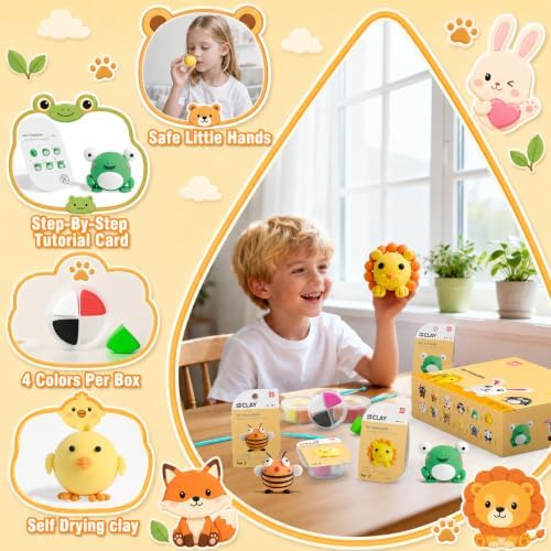 Air Dry Clay Kit -12 Animals Modeling Clay for Kids Arts and Crafts