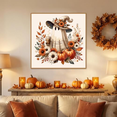 Halloween Paint by Numbers Kit for Adults,Ghost DIY Oil Painting 14x14In