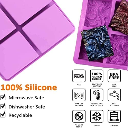3 Pack Silicone Soap Molds 6 Cavities Silicone Soap Mold Rectangle Oval and Flower Shapes Soap Molds for Soap Making Handmade Cake Chocolate Biscuit Pudding Jelly Ice Cube Tray