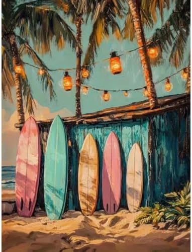 Beach Diamond Art Kits for Adults,Surfboard Diamond Painting Kits 12X16In