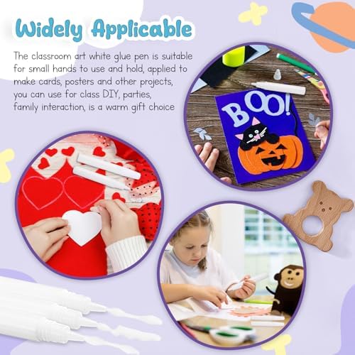MotiMind 48 White Tacky Glue Pens Quick Dry, Mini Glue Bottles Bulk,White