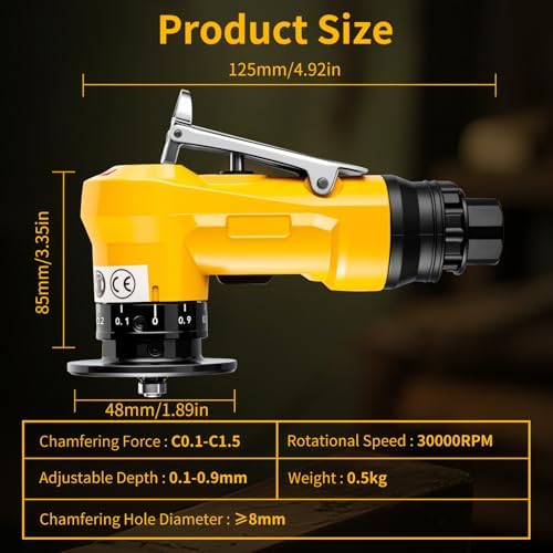 Pneumatic Chamfer Tool, 30000 RPM Air Chamfer Tool with 8C & 6R Blades