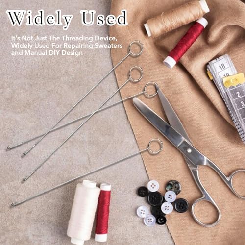Haikole 10.4 Inch Loop Turner Tool for Silicone Beads 5PCS Loop Turners Sewing Tool,Sewing Loop Turner Hook for Fabric Belts Strips Tube Straps DIY Accessories (Silver 5pcs)