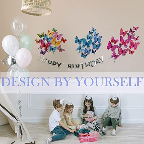 OPSEAM 3D Butterfly Wall Decor Butterfly Decorations Stickers with Magnets | 48 PCS Blue,12 Styles Double Layer Butterfly for Classroom Decoration,Locker Refrigerator, Reusable,Waterproof