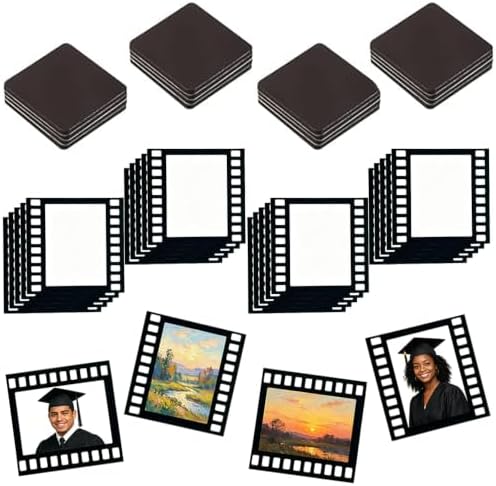 Ouliget DIY Fridge Magnet Craft Set,Blank Clear Acrylic Decorative Fridge Magnets with Adhesive Backing for Office Classroom Cabinets Kitchen,20 Pieces, Film Shape