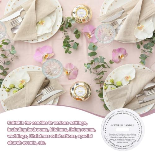 MECCANIXITY 60 Pcs Candle Dust Covers, 5cm/2" Round Printed Translucent Candles Drip Protectors Lid Accessories Letter Pattern for Craft Fragrance Making Jars Boxes Packaging