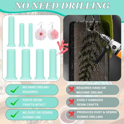 Geelin 35pcs Hole Maker for Resin, 7 Sizes(2/3/4/5/6/7/8mm) Silicone Makers | Make Holes Without Drilling for Epoxy UV Resin, Holes Tools for Jewelry Making, DIY Craft Pendant Decoration, Keychain