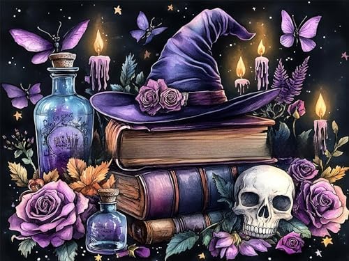 Benjenes Halloween Diamond Art Kit for Adults – Witch Design