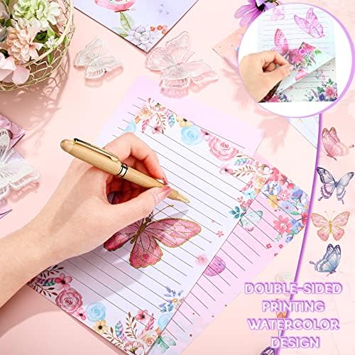 TaoBary 160 Pcs Watercolor Butterfly Stationery Paper and Envelopes Set