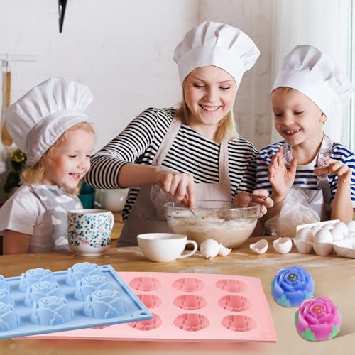 Rose Flower Molds, 2 Pack Small Rose Chocolate Molds 15-Cavity