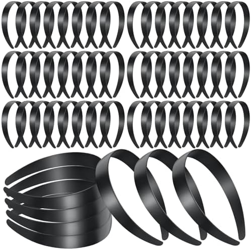 Hotop Plastic Headbands Bulk No Teeth Plain for Women,1 Inch Wide,Black