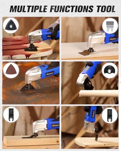 AVID POWER Oscillating Tool 3°Oscillation Angle 22,000 OPM Oscillating Saw | Universal Interface, 12 Oscillating Multi Tool Accessories, for Light Duty Cutting, Grinding, Sanding, Scraping - Blue