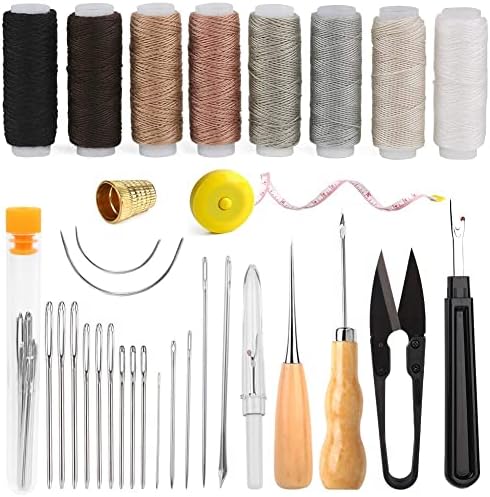 BAGERLA Upholstery Repair Sewing Kit Heavy Duty Sewing Kit with Awl Tools, Seam Ripper, Hand Stitching Needles, Upholstery Thread, Leather Craft Tool for Shoes Sofa Tent Carpet Craft DIY