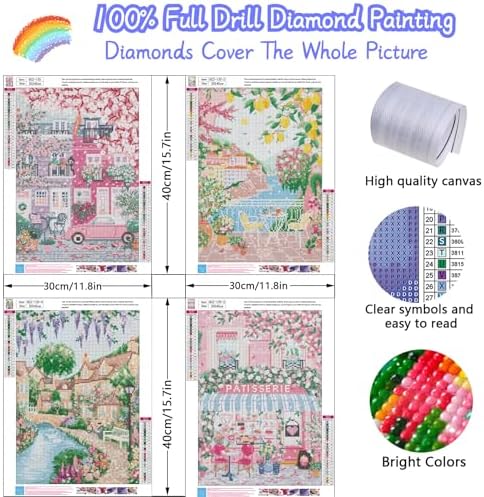 4 Packs City in Love Diamond Art Kits for Adults, Diamond Painting Kits for Adults for Beginners, DIY Valentine's Diamond Dots Art Kits, 5D Full Round Drill Gem Art Painting Kits for Decor, 12x16in