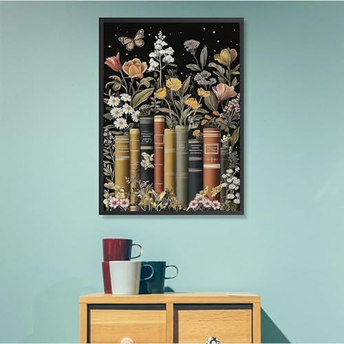 Diamond Art Kits for Adults,Book Flowers Diamond Painting Kits 12x16in