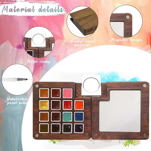 Travel Watercolor Paint Set - Pocket 15-Color Mini Art Kit with Sketch Pad
