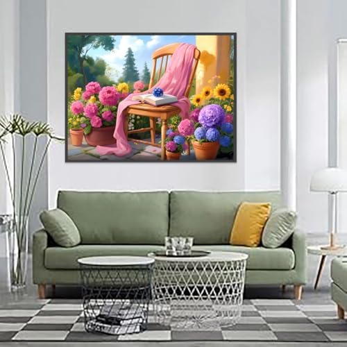 AOSGEDY Paint by Numbers Kit for Adults Beginners, Scenery Adult Paint by Numbers on Canvas, Garden Easy Paint by Numbers Kits, DIY Acrylic Oil Painting Crafts for Home Wall Decor (16x20 Inch)