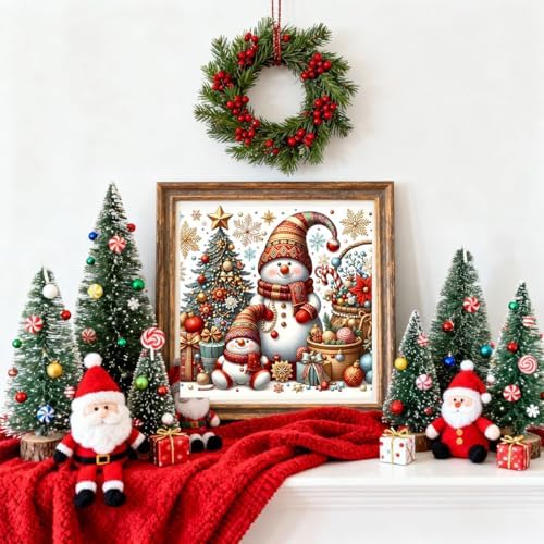 Xylogist Christmas Snowman Diamond Art Kits for Adults 14x14Inch