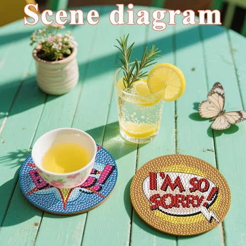 DOTSOPS 6 Pack Small Diamond Art Coasters Kits with Holder for Adults 4 in