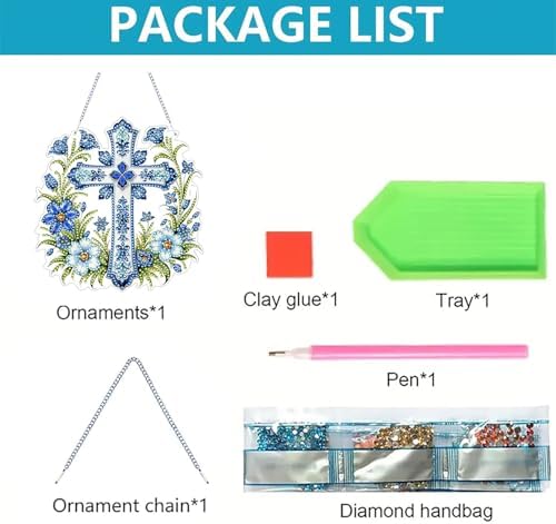 ARPADAMO Hanging Diamonds Art kit for Adult,DIY Cross Flowers Pendant Diamonds Painting Art Kit, 7.0x6.8 inch Acrylic Diamonds Painting Board Kit Ornament, Special Crystal Diamond Hanging Ornament