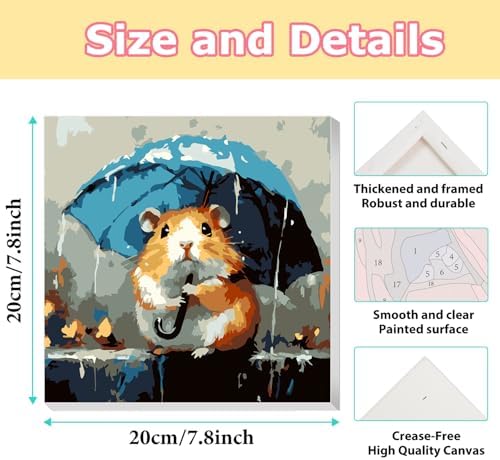 hkejoi Easy Paint by Numbers Kit for Kids Ages 8-12, Kids Paint by Number with Frame and Easel, Painting by Numbers, DIY Crafts for Gift Home Wall Decor 8x8 in