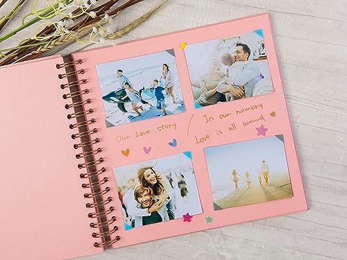 potricher 10 x 10 Inch DIY Scrapbook Photo Album 80 Pages, Pink | Thick Kraft Paper Scrap Book Photo Albums, Memory Book for Wedding, Anniversary, Baby, Family, Travel, DIY Projects