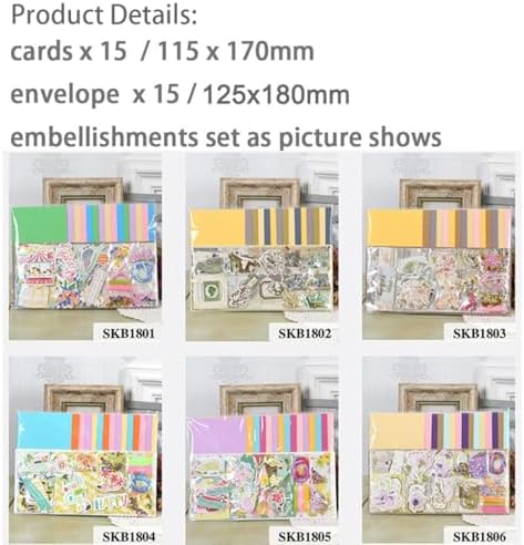 Huralona Greeting Card Making Supplies Envelope Kit Gift Anniversary Craft | Handmade DIY Card Kits 15 Cards 15 Envelopes with Accessories for Birthday Thanksgiving Christmas Wedding Invitation