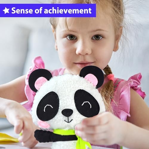 KRAFUN Panda Sewing Kit for Kids Ages 8-12 - No Scissors No Glue