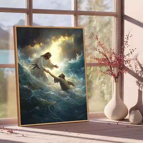 Jesus Paint by Numbers Kit for Adults Framed Canvas 12X16 in, Frameworkless