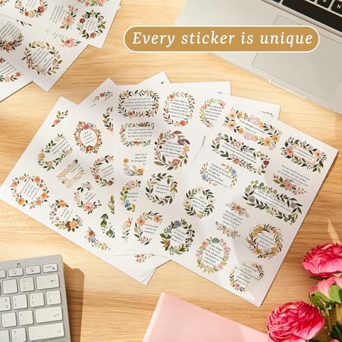 120 Pcs Christian Bible Verse Stickers, PET Floral Scripture Sticker