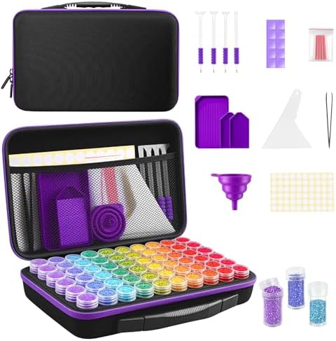 ZORETCO Diamond Art Storage with 60 Containers, Diamond Art Kits for Adults