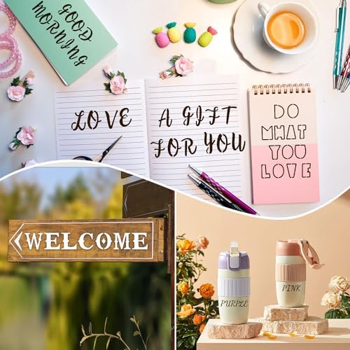 36 Pieces Letter Stencils, 4 x 7 Inch Alphabet Stencil Reusable Plastic Numbers Symbol Templates Kit for Painting on Wood, Canvas, Fabric, Rock, Chalkboard, Sign, DIY Art Projects(Letter)